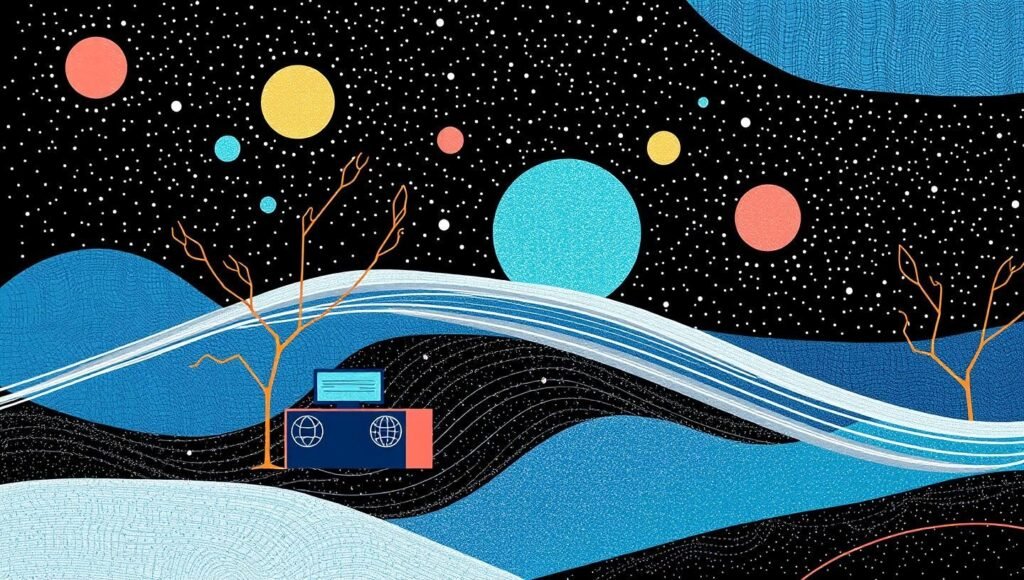 Жінка в окулярах працює за ноутбуком в офісі. Світле приміщення, стіл, чашка кави.