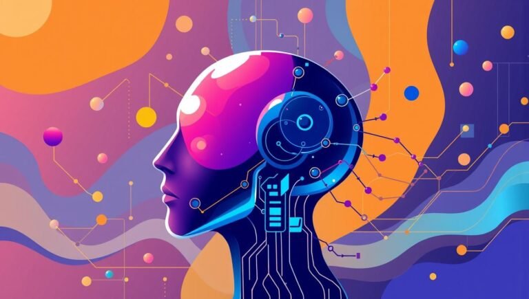 5 способів заробити на AI у 2025 році: практичний посібник для професіоналів Темноволоса жінка в блакитній сукні дивиться вбік. Фон - розмиті вогні міста вночі.