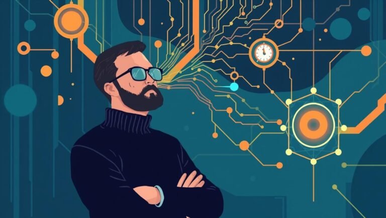 Деміс Хассабіс: Погляд у Майбутнє ШІ та DeepMind Український прапор майорить на фоні гір. Небо, гори, синьо-жовтий стяг, символ України.