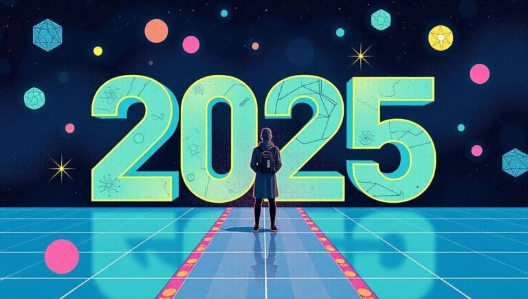 ШІ: Шлях до Майбутнього (2025-2035) – Від Агентів до Світового Панування? Крісло з подушками, плед, камін, вікно, гірлянда. Затишна вітальня з декором для відпочинку, канікули.